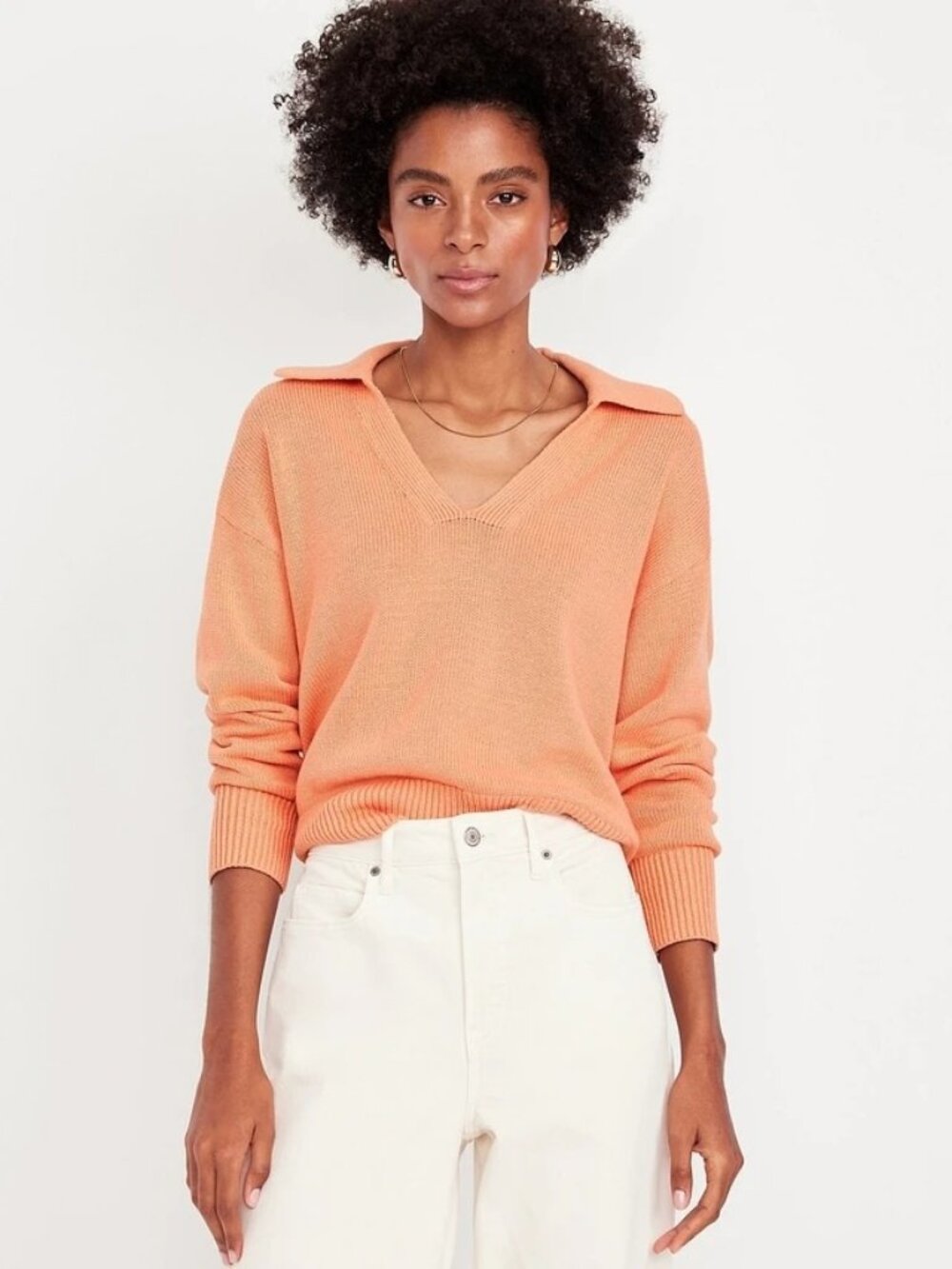 Old Navy Polo Sweater Plus Size 3X V Neck Collared Long Sleeve Pullover Knitwear